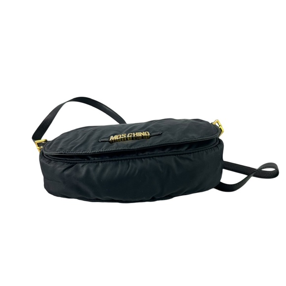 Vintage MOSCHINO Black Nylon Logo Crossbody Bag Purse - Picture 3 of 14